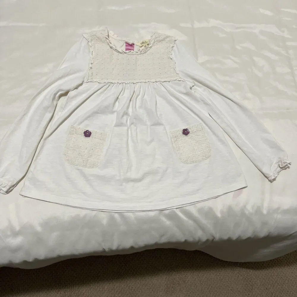 Matilda Jane Ivory Cottagecore Crochet Lace Dress 10 Button Pink Stripe Boho